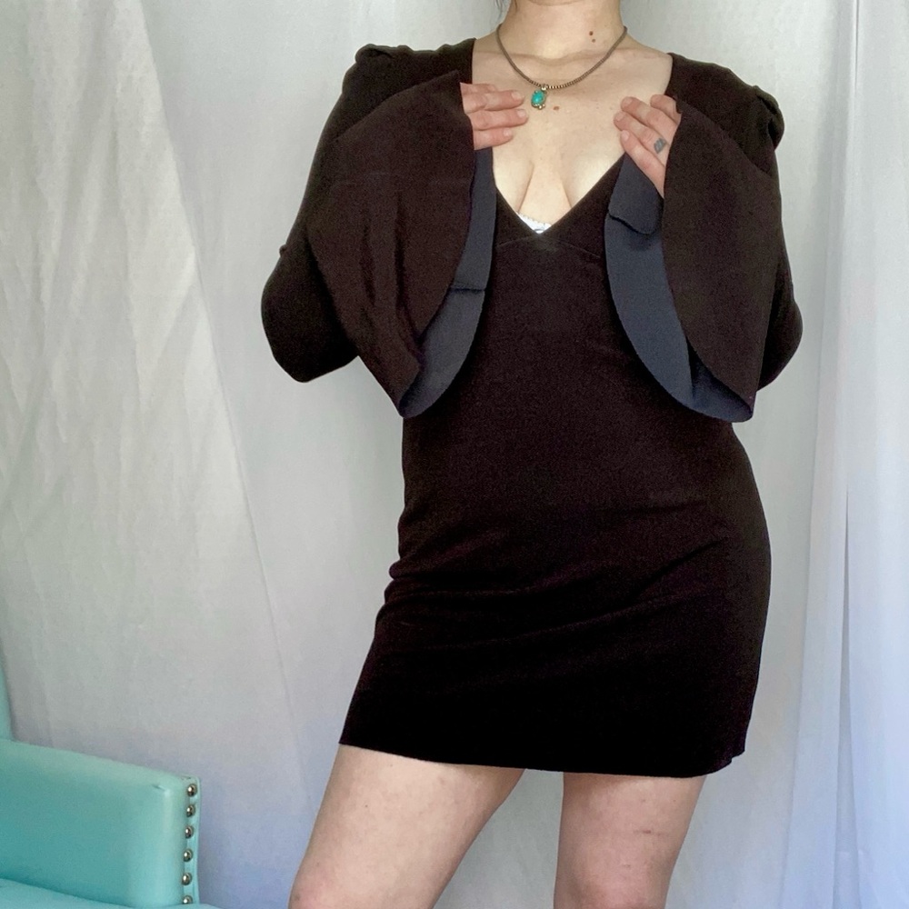 Free People Black Long Sleeve Mini Dress